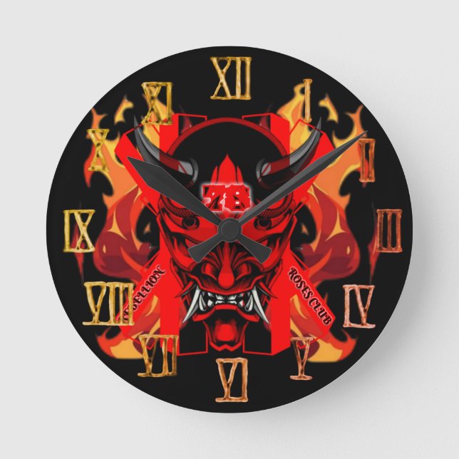 Wall Clock Evil Samurai  Runde Wanduhr (Vorderseite)