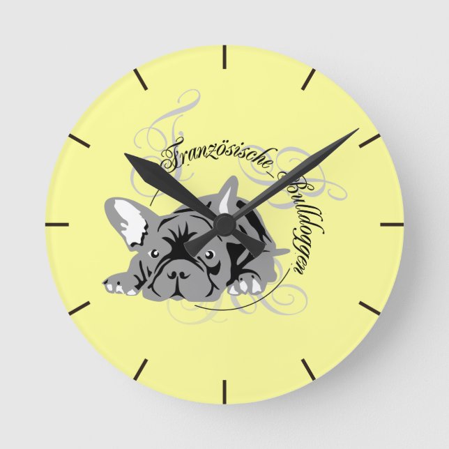 Wall Clock French Bulldog Runde Wanduhr (Vorderseite)