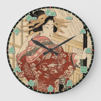 Wall Clock Geisha Lady Japanische Kanji-Nummern Große Wanduhr