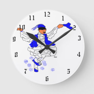 Wall Clock: Griechischer Evzone-Tanz Runde Wanduhr