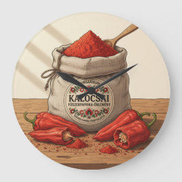 Wall Clock Hungarian Kalocsai Paprika Spice Art  Große Wanduhr