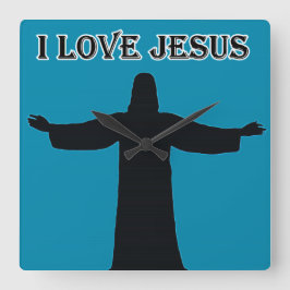 Wall Clock  i love jesus Quadratische Wanduhr