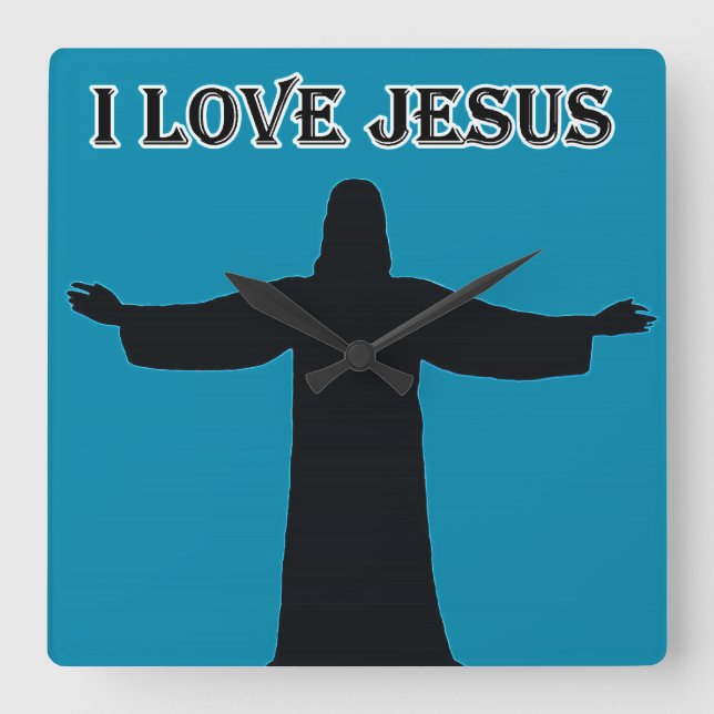 Wall Clock  i love jesus Quadratische Wanduhr (Vorderseite)