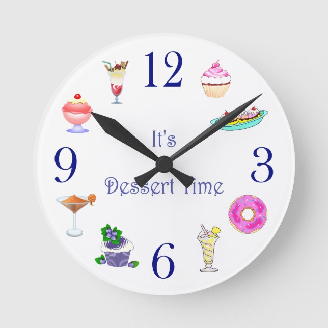 Wall Clock - It's Dessert Time Runde Wanduhr (Vorderseite)