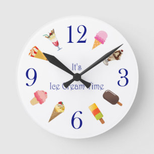 Wall Clock - It's Ice Cream Time Runde Wanduhr