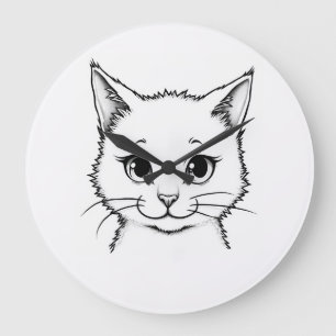 Wall Clock - Katze, Kitt Große Wanduhr