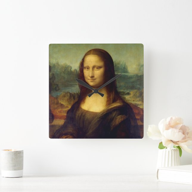 Wall Clock mit Da Vincis Mona Lisa Quadratische Wanduhr (Zuhause)