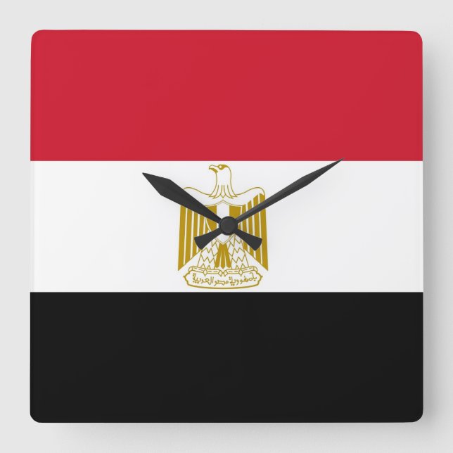 Wall Clock mit der Flagge Ägyptens Quadratische Wanduhr (Vorderseite)