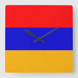 Wall Clock mit der Flagge Armeniens Quadratische Wanduhr