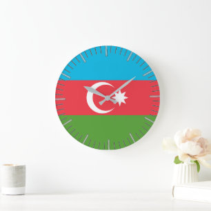 Wall Clock mit der Flagge Aserbaidschans Große Wanduhr