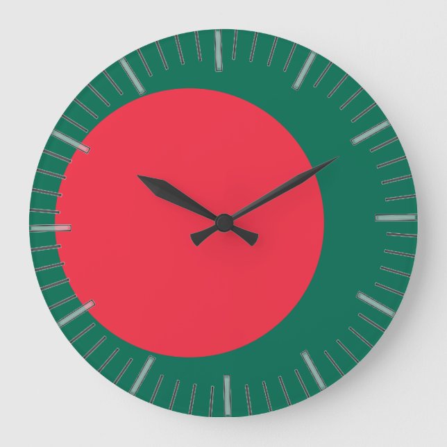 Wall Clock mit der Flagge Bangladeschs Große Wanduhr (Vorderseite)