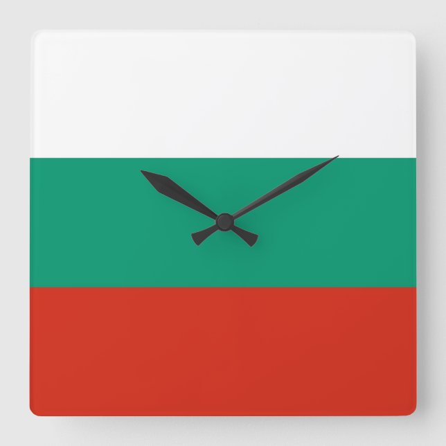 Wall Clock mit der Flagge Bulgariens Quadratische Wanduhr (Vorderseite)