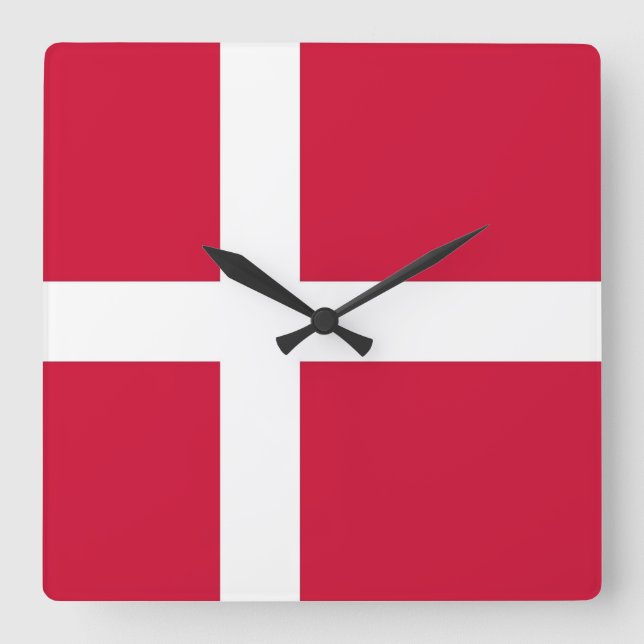Wall Clock mit der Flagge Dänemarks Quadratische Wanduhr (Vorderseite)