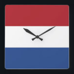 Wall Clock mit der Flagge der Niederlande Quadratische Wanduhr<br><div class="desc">Phantastische patriotische Wanduhr mit Flag of Netherlands. Dieses Produkt ist anpassbar.</div>
