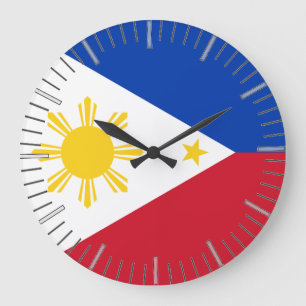 Wall Clock mit der Flagge der Philippinen Große Wanduhr