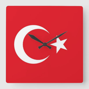 Wall Clock mit der Flagge der Türkei Quadratische Wanduhr