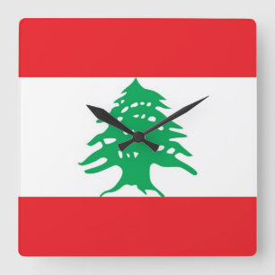 Wall Clock mit der Flagge des Libanon Quadratische Wanduhr