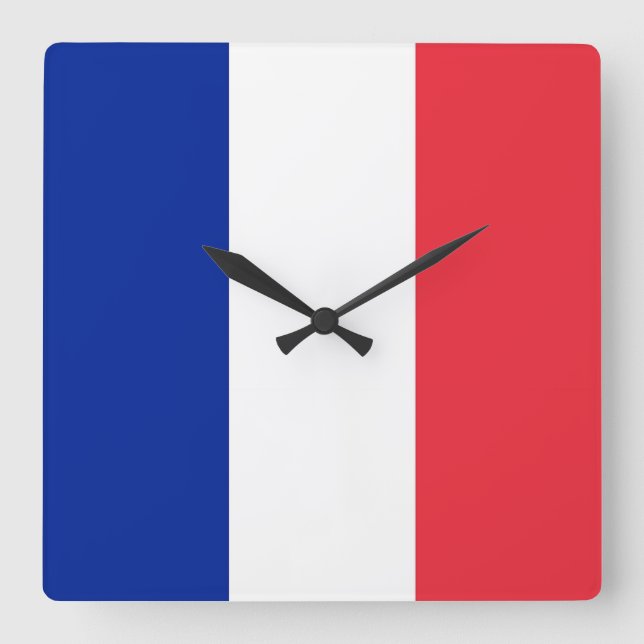 Wall Clock mit der Flagge Frankreichs Quadratische Wanduhr (Vorderseite)