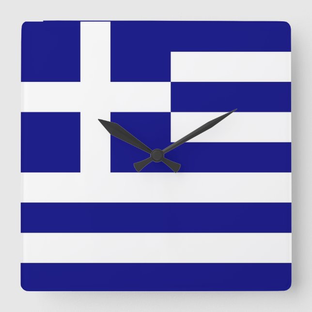 Wall-Clock mit der Flagge Griechenlands Quadratische Wanduhr (Vorderseite)