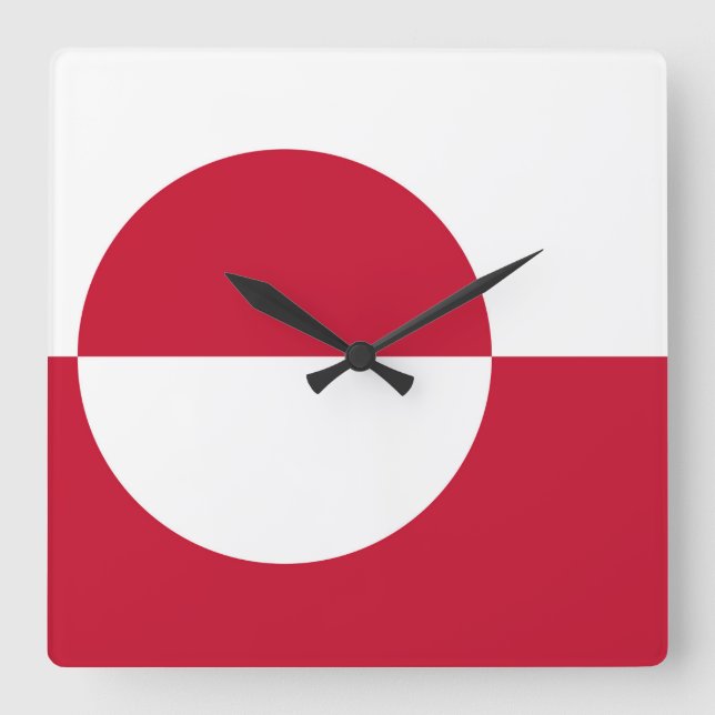 Wall Clock mit der Flagge Grönlands Quadratische Wanduhr (Vorderseite)