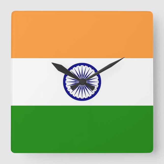 Wall Clock mit der Flagge Indiens Quadratische Wanduhr (Vorderseite)