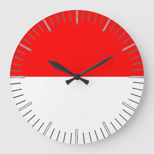 Wall Clock mit der Flagge Indonesiens Große Wanduhr (Vorderseite)