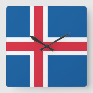 Wall Clock mit der Flagge Islands Quadratische Wanduhr
