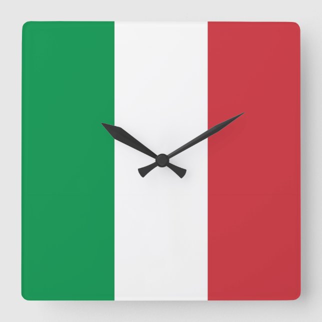 Wall Clock mit der Flagge Italiens Quadratische Wanduhr (Vorderseite)