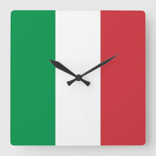 Wall Clock mit der Flagge Italiens Quadratische Wanduhr