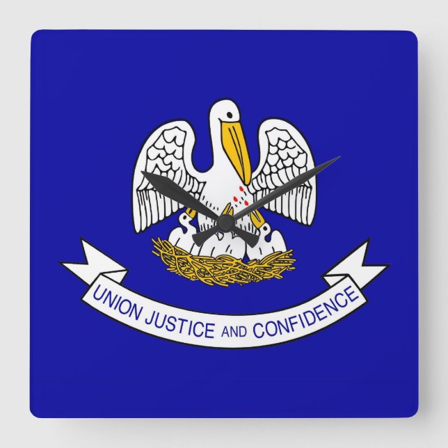 Wall Clock mit der Flagge Louisianas, USA Quadratische Wanduhr (Vorderseite)