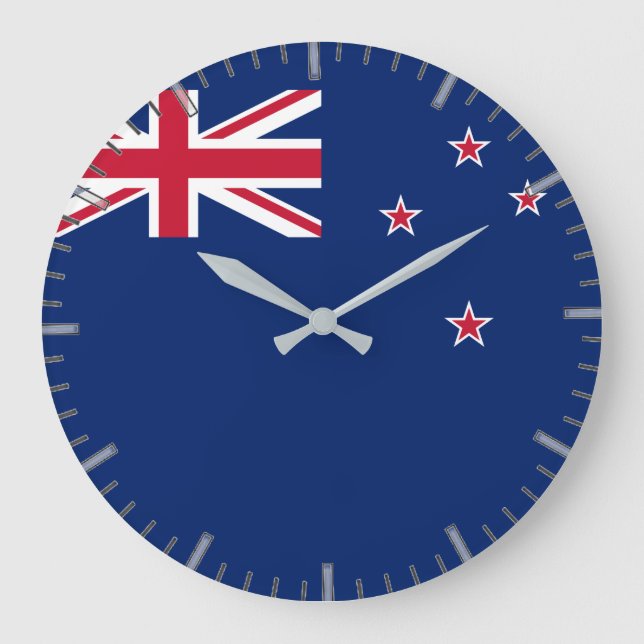 Wall Clock mit der Flagge Neuseelands Große Wanduhr (Vorderseite)