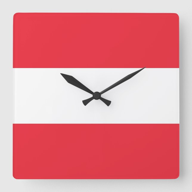 Wall Clock mit der Flagge Österreichs Quadratische Wanduhr (Vorderseite)