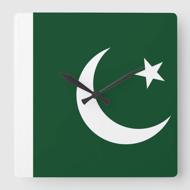 Wall Clock mit der Flagge Pakistans Quadratische Wanduhr (Vorderseite)