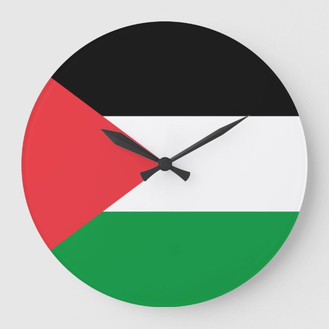Wall Clock mit der Flagge Palästinas Große Wanduhr (Vorderseite)