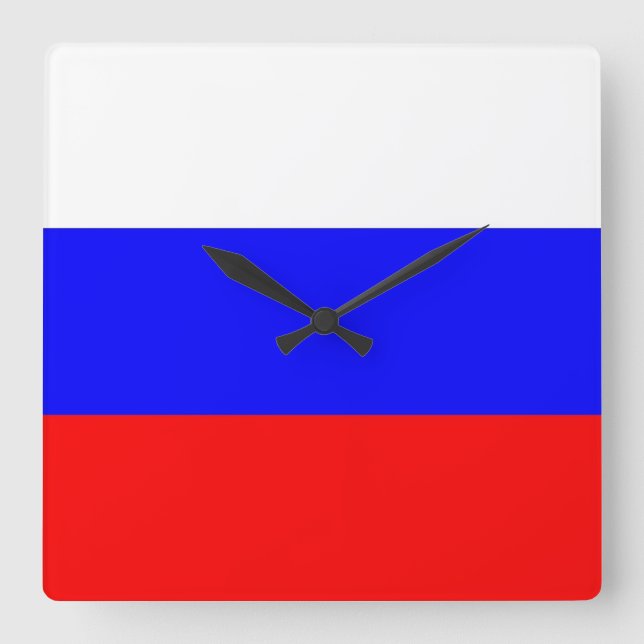 Wall Clock mit der Flagge Russlands Quadratische Wanduhr (Vorderseite)