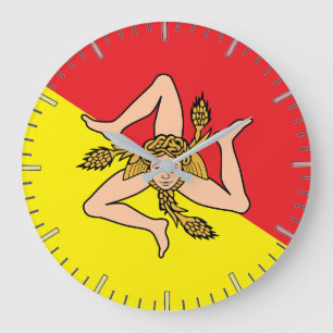 Wall Clock mit der Flagge Siziliens, Italien Große Wanduhr