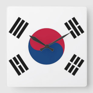 Wall Clock mit der Flagge Südkoreas Quadratische Wanduhr