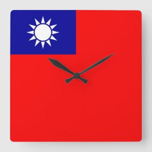 Wall Clock mit der Flagge Taiwans Quadratische Wanduhr