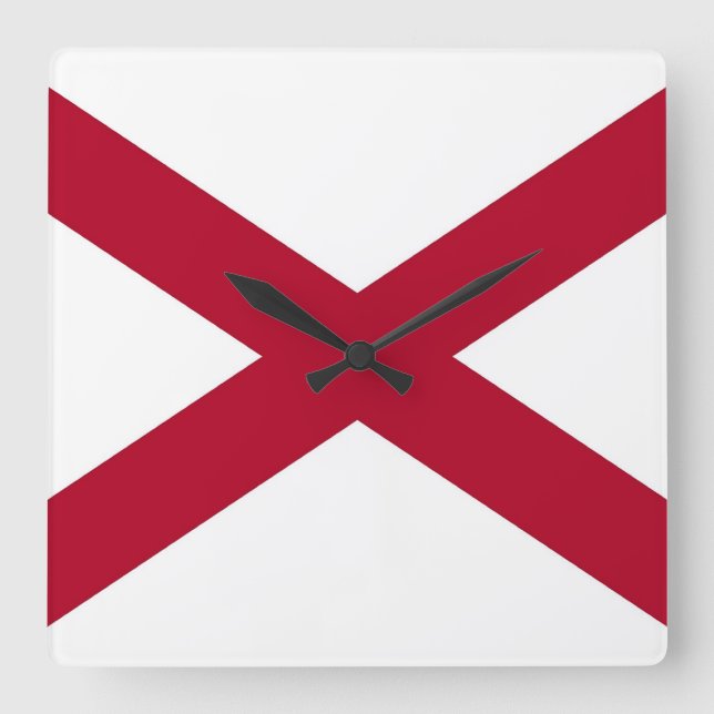 Wall Clock mit der Flagge von Alabama, USA Quadratische Wanduhr (Vorderseite)