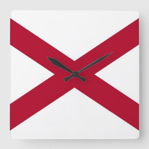 Wall Clock mit der Flagge von Alabama, USA Quadratische Wanduhr