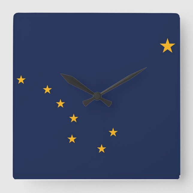 Wall Clock mit der Flagge von Alaska, USA Quadratische Wanduhr (Vorderseite)