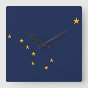 Wall Clock mit der Flagge von Alaska, USA Quadratische Wanduhr