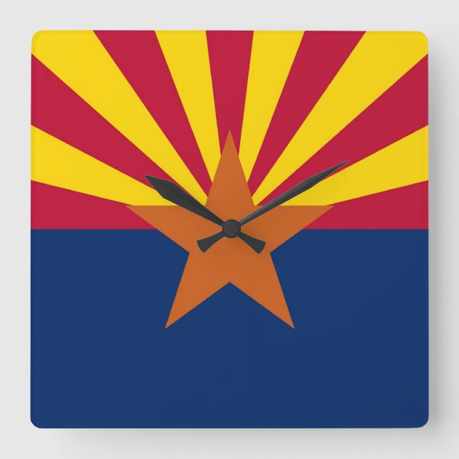 Wall Clock mit der Flagge von Arizona Staat, USA Quadratische Wanduhr (Vorderseite)