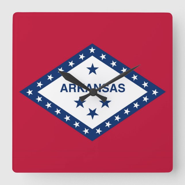 Wall Clock mit der Flagge von Arkansas, USA Quadratische Wanduhr (Vorderseite)