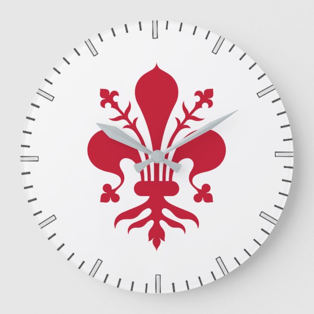 Wall Clock mit der Flagge von Florenz, Italien Große Wanduhr (Vorderseite)