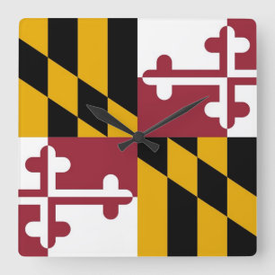 Wall Clock mit der Flagge von Maryland, USA Quadratische Wanduhr