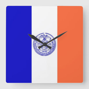 Wall Clock mit der Flagge von New York, USA Quadratische Wanduhr