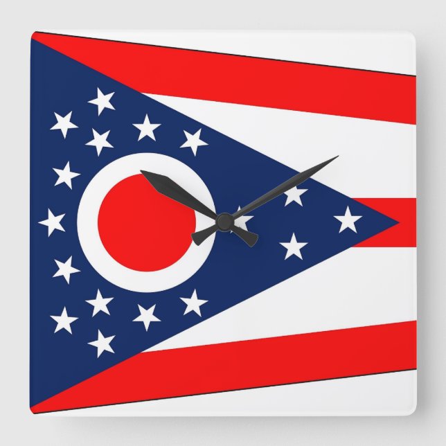 Wall Clock mit der Flagge von Ohio, USA Quadratische Wanduhr (Vorderseite)