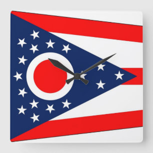 Wall Clock mit der Flagge von Ohio, USA Quadratische Wanduhr
