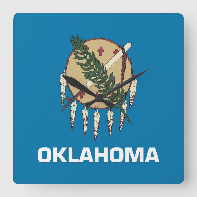 Wall Clock mit der Flagge von Oklahoma, USA Quadratische Wanduhr (Vorderseite)